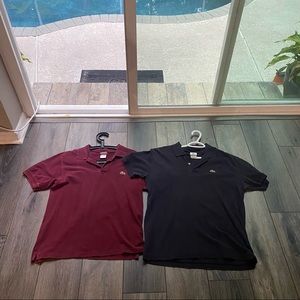 LOT of 2 Men’s Lacoste polo shirts size L 6 burgundy and dark blue 100% cotton